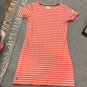 Joules Coral and White Striped Mini Dress